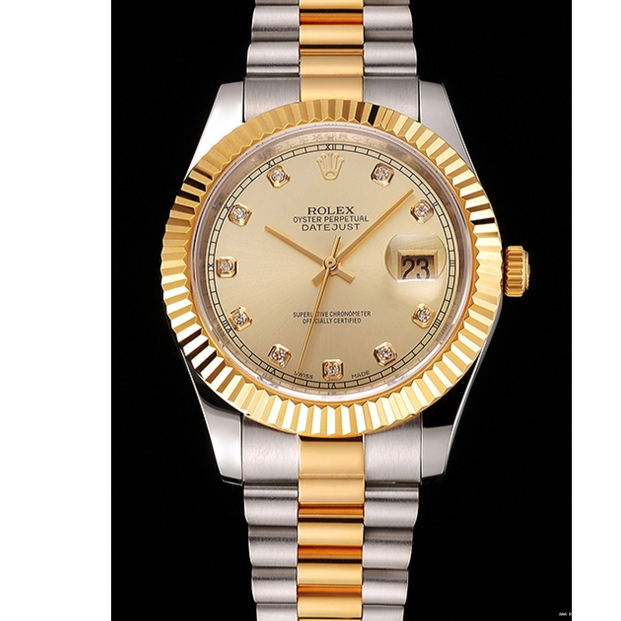 Aaa replica watch Swiss Dial Bracelet Tone Steel Datejust Bezel Case Rolex Stainless Two And Gold 0705